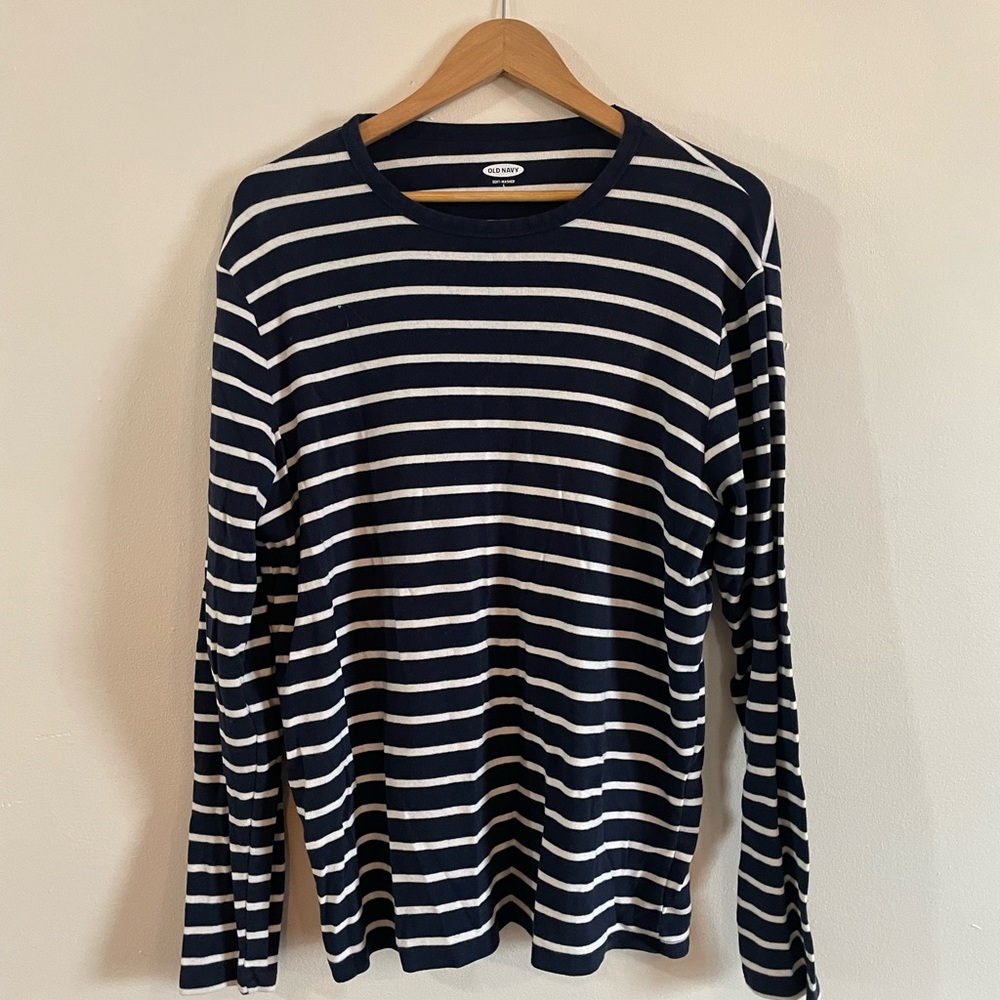 Long Sleeve Blue And White Striped Shirt | Old Navy Men’s Size L